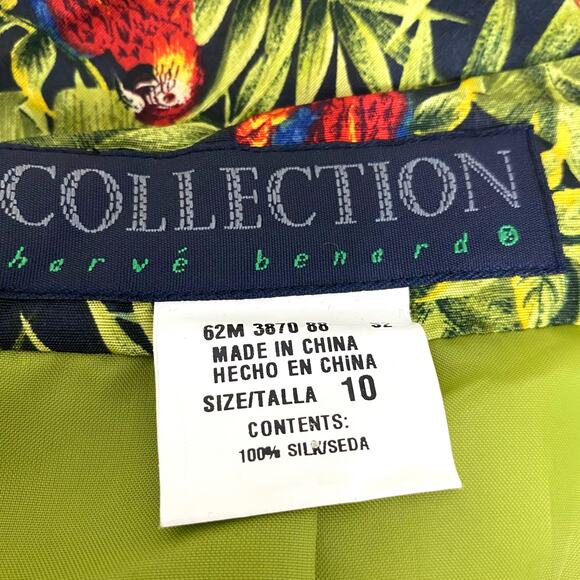 90s HARVE BENARD COLLECTION Vintage Silk Tropical Print Button Up Jacket - Picture 4 of 6